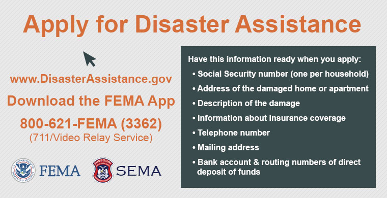 information on applying for disaster assistance through FEMA