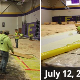Eureka High School is making steady progress in replacing the floor in Gymnasium A
