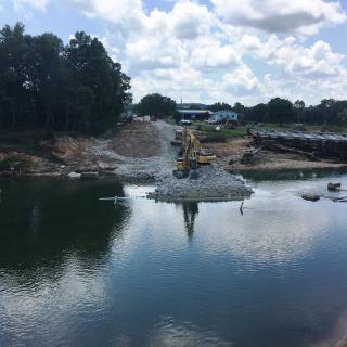 Work has started on the Route PP Bridge over the North Fork of the White River in Ozark County.