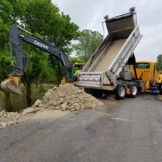 MoDOT crews repair floodwater damage on Route J in Laclede County