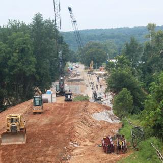 Missouri Department of Transportation contractors make steady progress on the James Bridge replacement project.